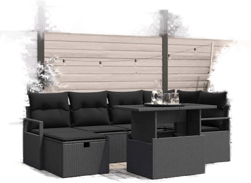 Vidaxl Hagesofa Set 7 pcs Svart