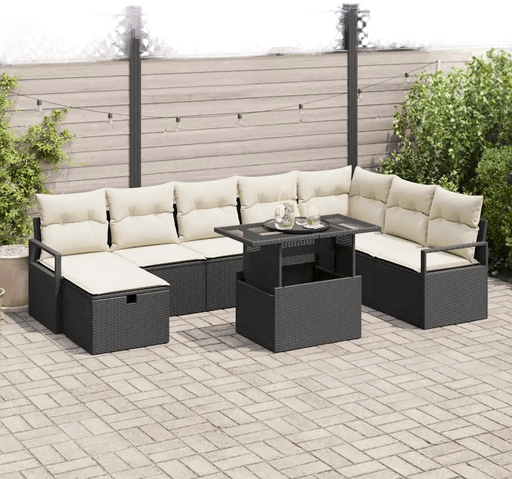 Vidaxl Hagesofa Set 9 pcs Svart