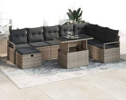 Vidaxl Hagesofa Set 9 pcs Grå