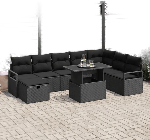 Vidaxl Hagesofa Set 9 pcs Svart