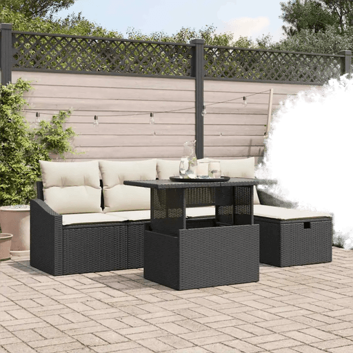 Vidaxl Hagesofa Set 6 pcs Svart