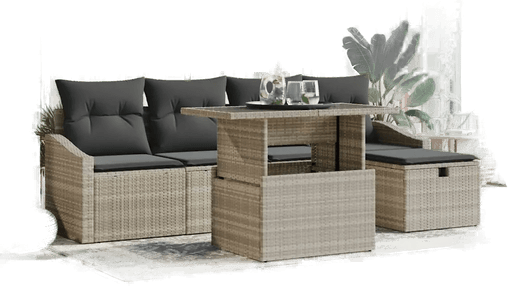 Vidaxl Hagesofa Set 6 pcs Lysegrå