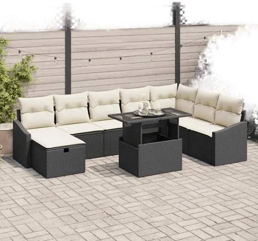 Vidaxl Hagesofa Set 9 pcs Svart