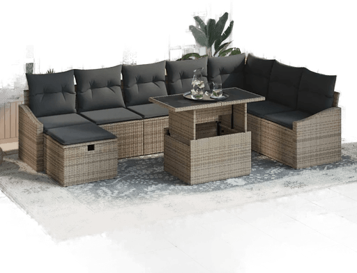 Vidaxl Hagesofa Set 9 pcs Grå