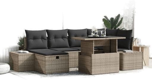 Vidaxl Hagesofa Set 7 pcs Grå