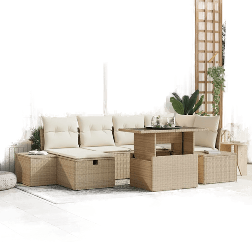Vidaxl Hagesofa Set 7 pcs Beige