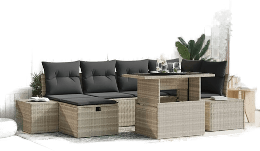 Vidaxl Hagesofa Set 7 pcs Lysegrå