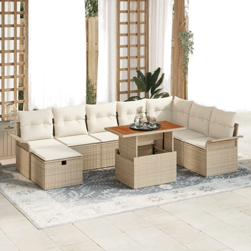 Vidaxl Hagesofa Set 9 pcs Beige
