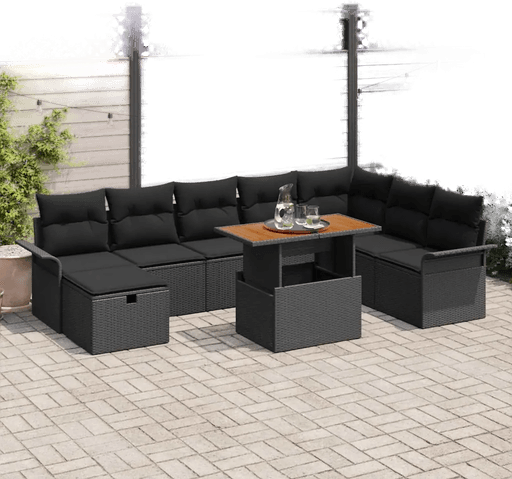 Vidaxl Hagesofa Set 9 pcs Svart