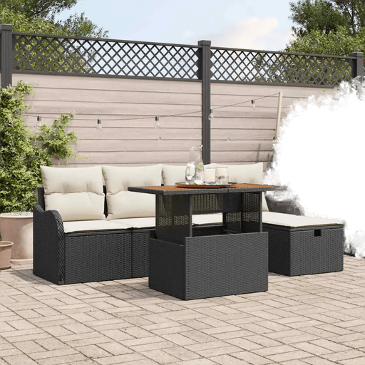 Vidaxl Hagesofa Set 6 pcs Svart