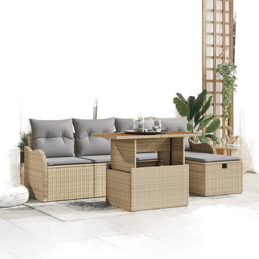 Vidaxl Hagesofa Set 6 pcs Beige