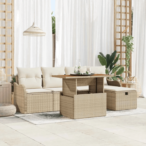 Vidaxl Hagesofa Set 6 pcs Beige