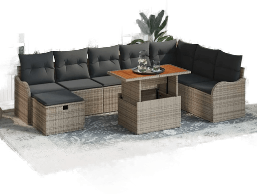 Vidaxl Hagesofa Set 9 pcs Grå