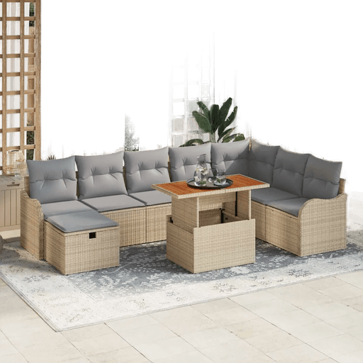 Vidaxl Hagesofa Set 9 pcs Beige