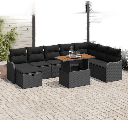 Vidaxl Hagesofa Set 9 pcs Svart