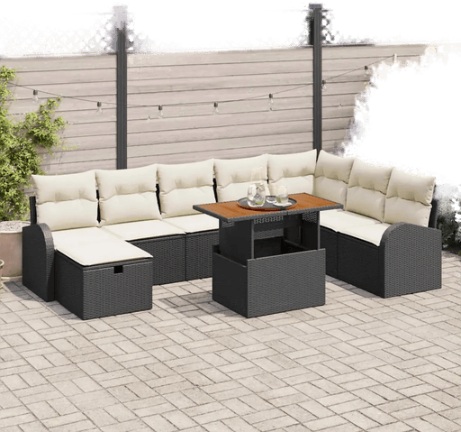 Vidaxl Hagesofa Set 9 pcs Svart