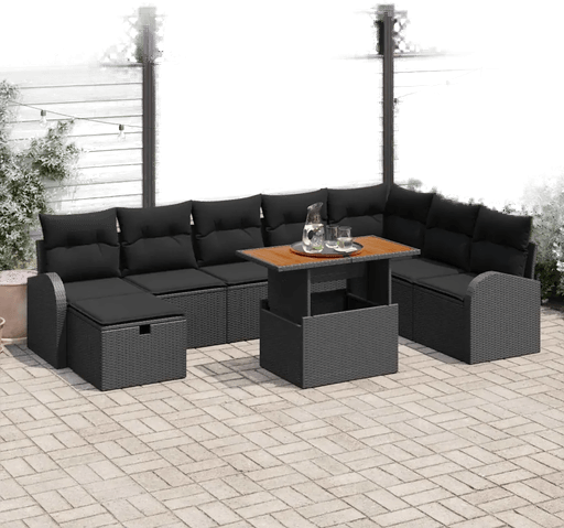 Vidaxl Hagesofa Set 9 pcs Svart