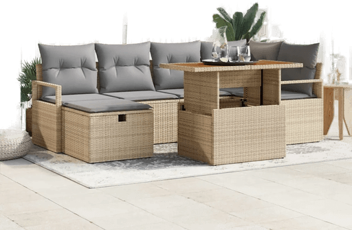 Vidaxl Hagesofa Set 7 pcs Beige