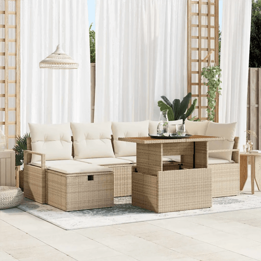 Vidaxl Hagesofa Set 7 pcs Beige