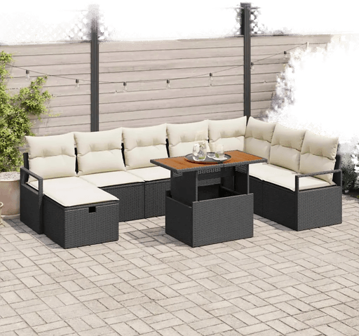 Vidaxl Hagesofa Set 9 pcs Svart