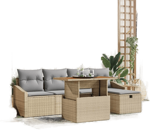 Vidaxl Hagesofa Set 6 pcs Beige