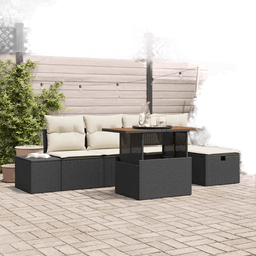 Vidaxl Hagesofa Set 6 pcs Svart