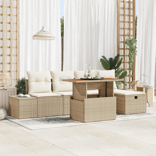 Vidaxl Hagesofa Set 6 pcs Beige
