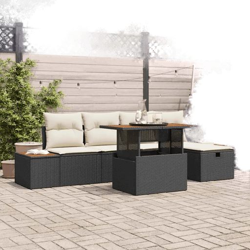 Vidaxl Hagesofa Set 6 pcs Svart