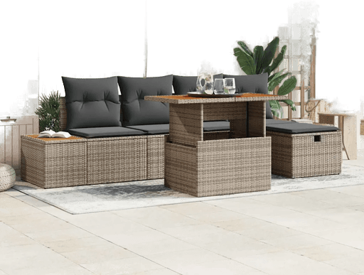 Vidaxl Hagesofa Set 6 pcs Grå