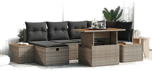 Vidaxl Hagesofa Set 7 pcs Grå