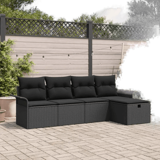 Vidaxl Hagesofa Set 5 pcs Svart