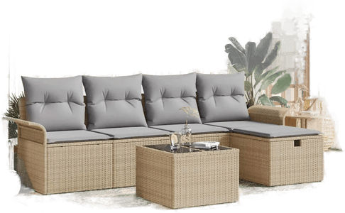 Vidaxl Hagesofa Set 6 pcs Beige