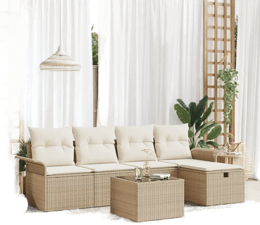 Vidaxl Hagesofa Set 6 pcs Beige