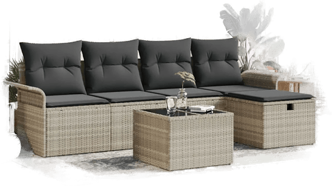 Vidaxl Hagesofa Set 6 pcs Lysegrå