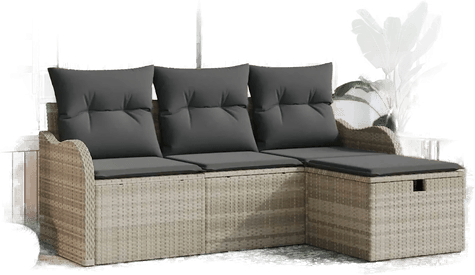 Vidaxl Hagesofa Set 4 pcs Lysegrå