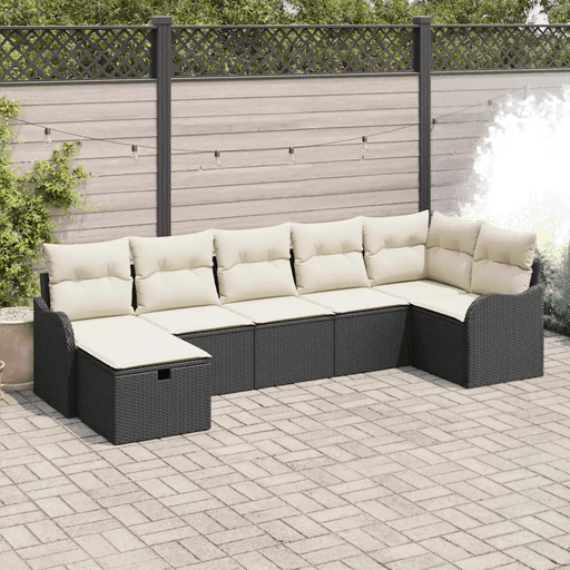 Vidaxl Hagesofa Set 7 pcs Svart