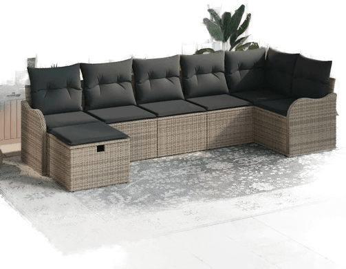 Vidaxl Hagesofa Set 7 pcs Grå