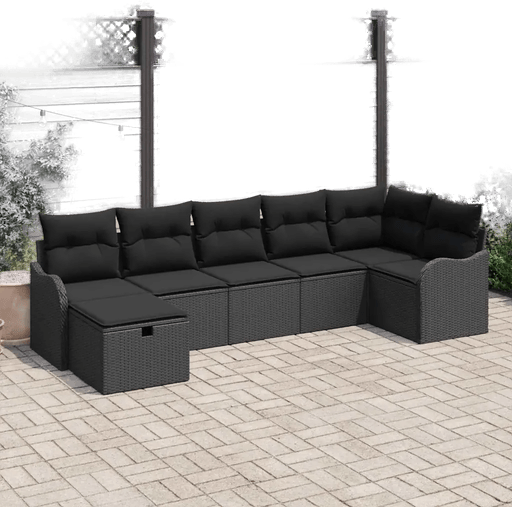Vidaxl Hagesofa Set 7 pcs Svart