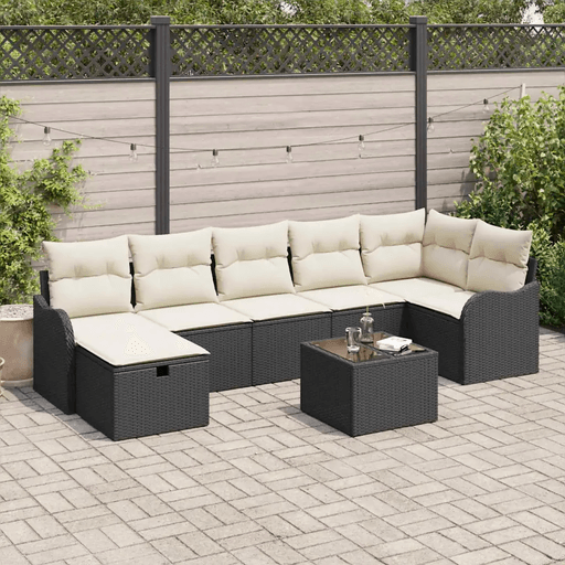 Vidaxl Hagesofa Set 8 pcs Svart