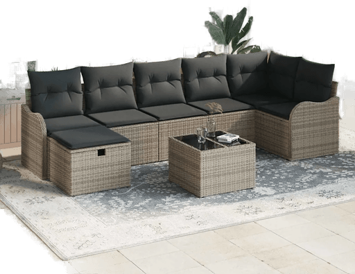 Vidaxl Hagesofa Set 8 pcs Grå