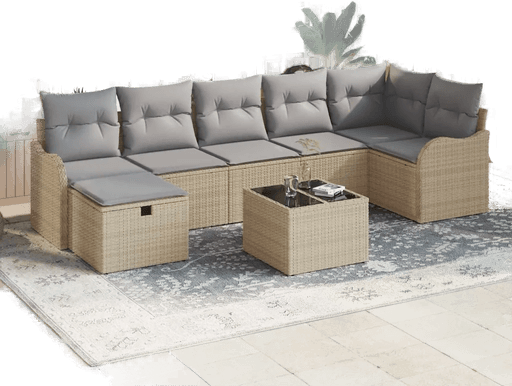 Vidaxl Hagesofa Set 8 pcs Beige