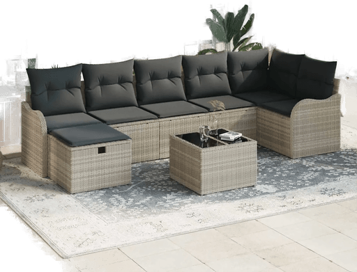 Vidaxl Hagesofa Set 8 pcs Lysegrå