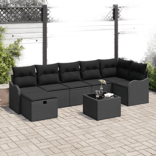 Vidaxl Hagesofa Set 8 pcs Svart
