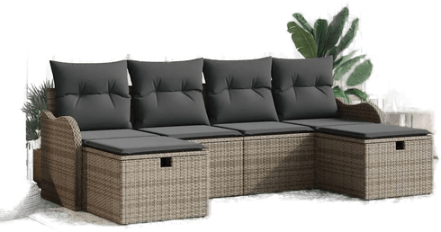 Vidaxl Hagesofa Set 6 pcs Grå