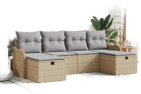 Vidaxl Hagesofa Set 6 pcs Beige