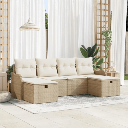Vidaxl Hagesofa Set 6 pcs Beige