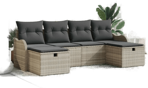 Vidaxl Hagesofa Set 6 pcs Lysegrå