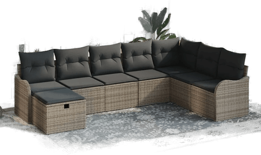 Vidaxl Hagesofa Set 8 pcs Grå