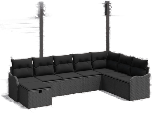 Vidaxl Hagesofa Set 8 pcs Svart