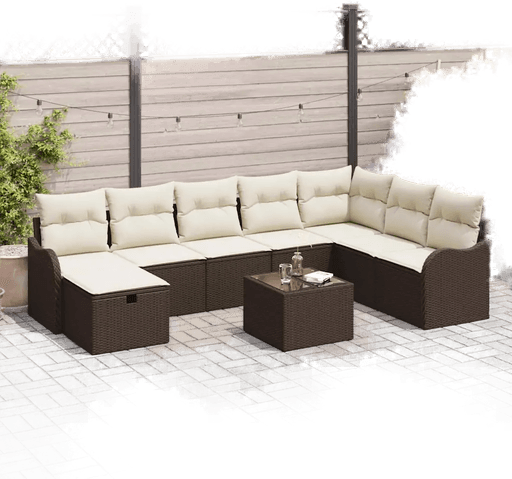 Vidaxl Hagesofa Set 9 pcs Brun